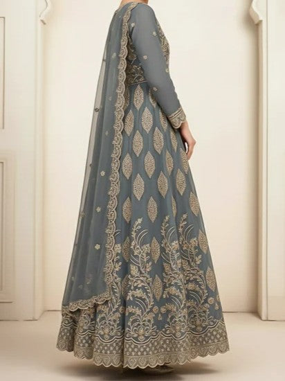 #0087 - Flared Maxi with trousers & Dopatta (SALE)