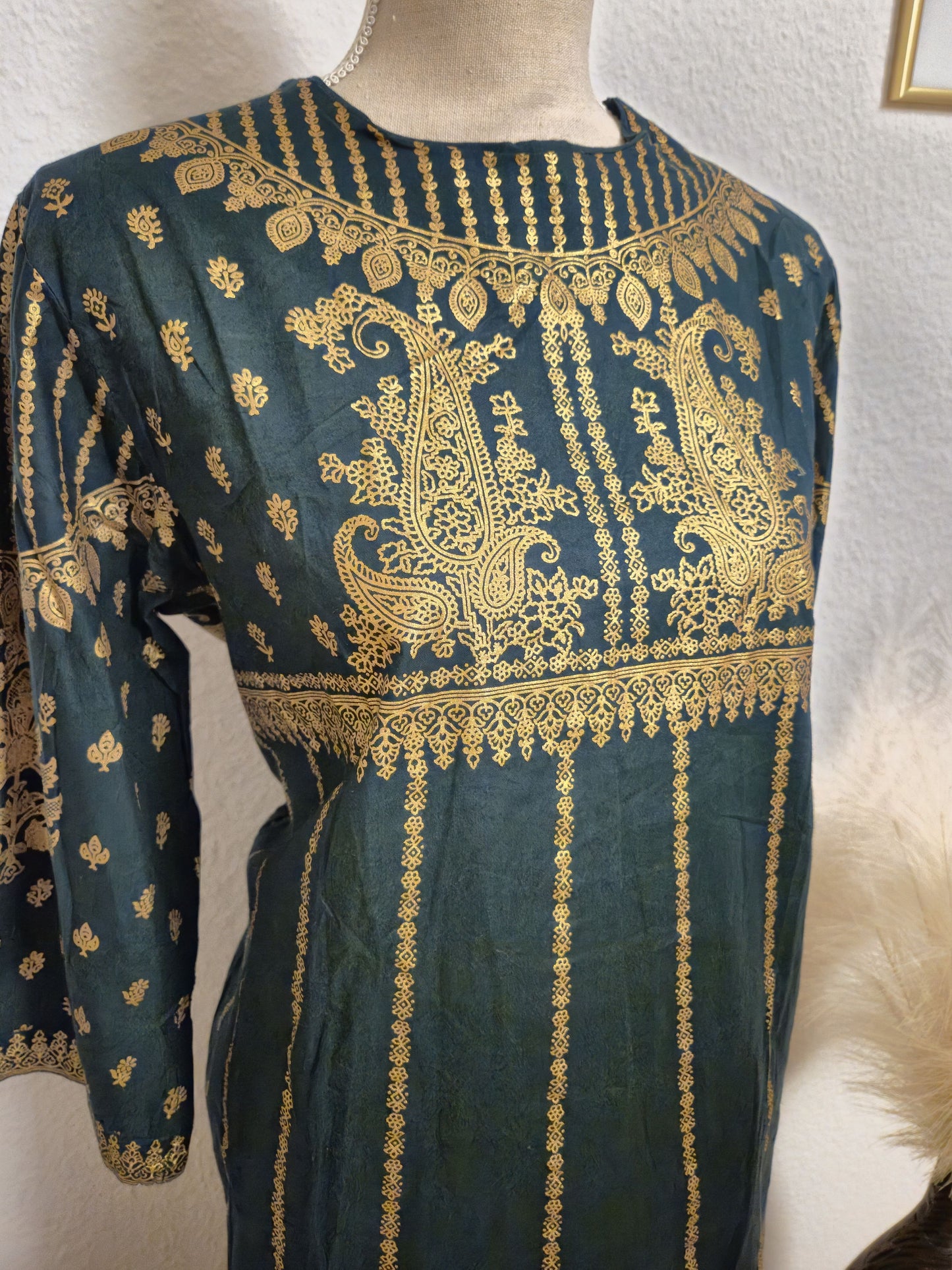 #013.1 - Gold Pasted 2 Piece Dress