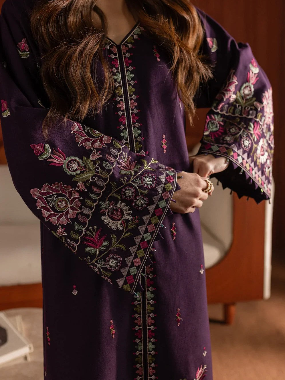 #013 - Pima lawn Embroidered Dress (2 Piece)