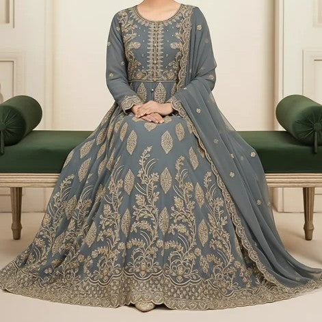 #0087 - Flared Maxi with trousers & Dopatta (SALE)