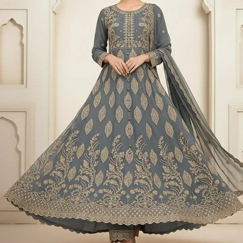 #0087 - Flared Maxi with trousers & Dopatta (SALE)