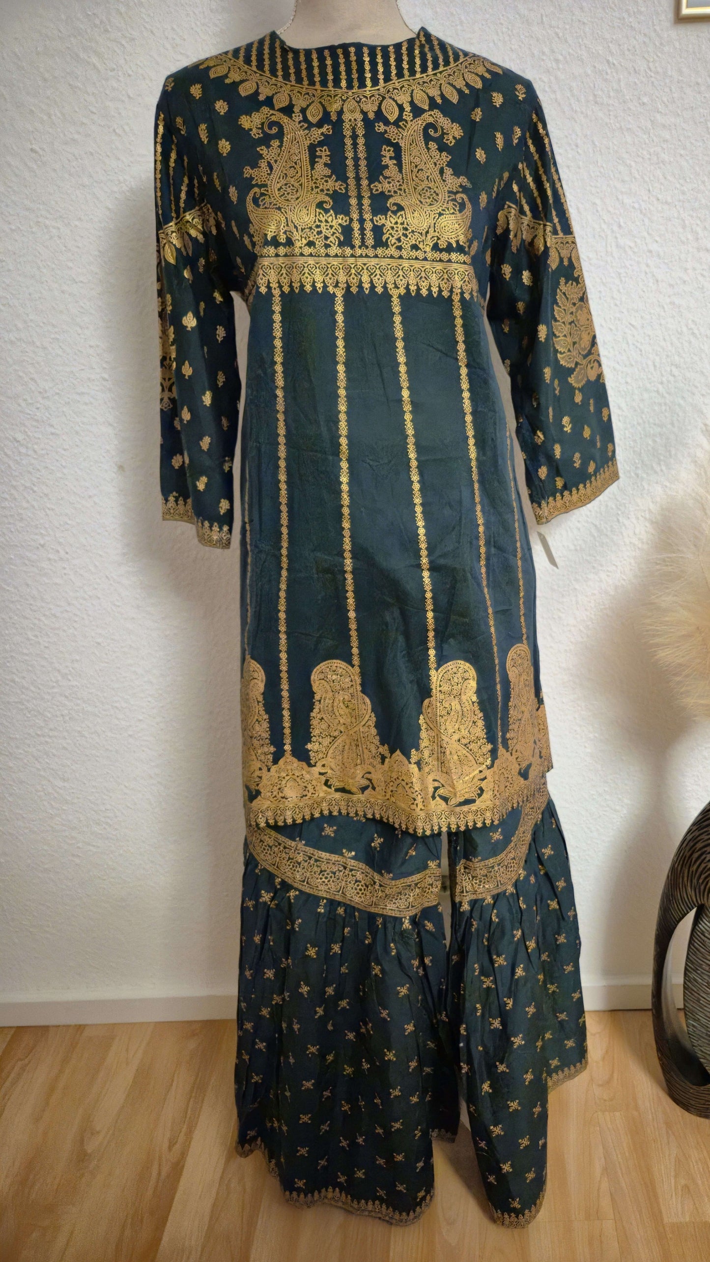 #013.1 -  Gold Pasted 2 Piece Dress