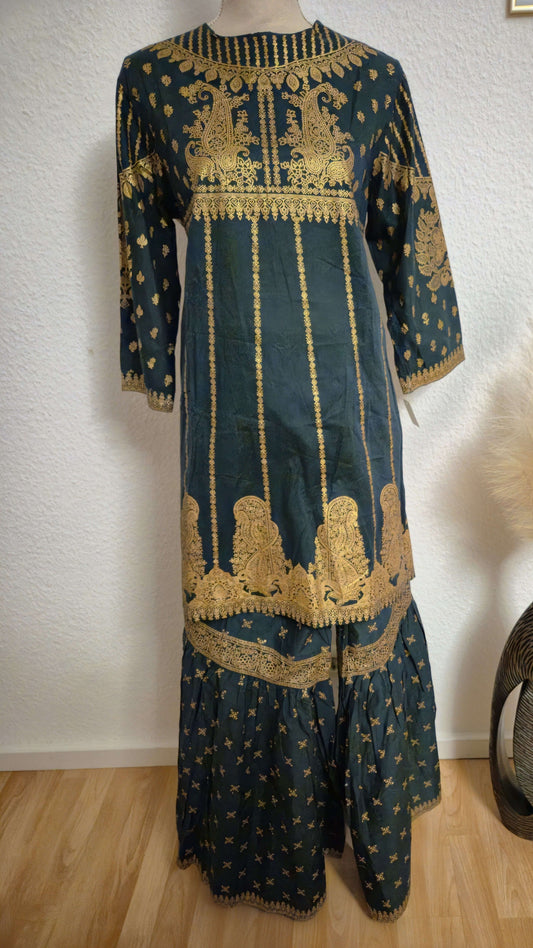 #013.1 -  Gold Pasted 2 Piece Dress