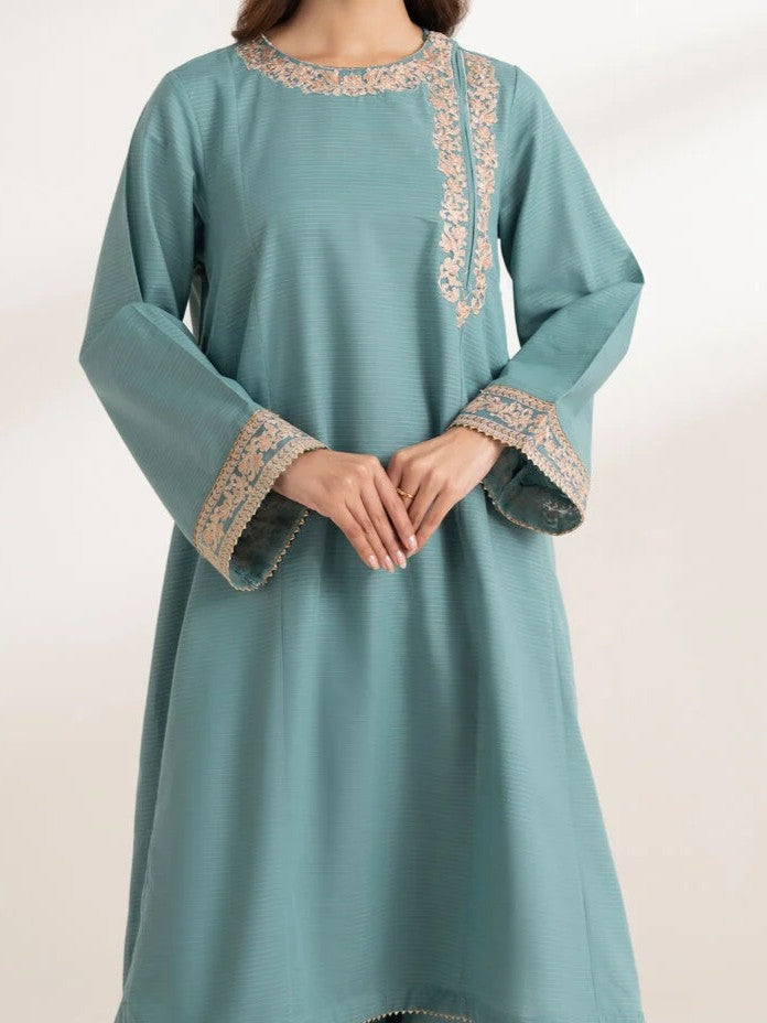 #022 - Embroidered Jacquard A-Line Shirt