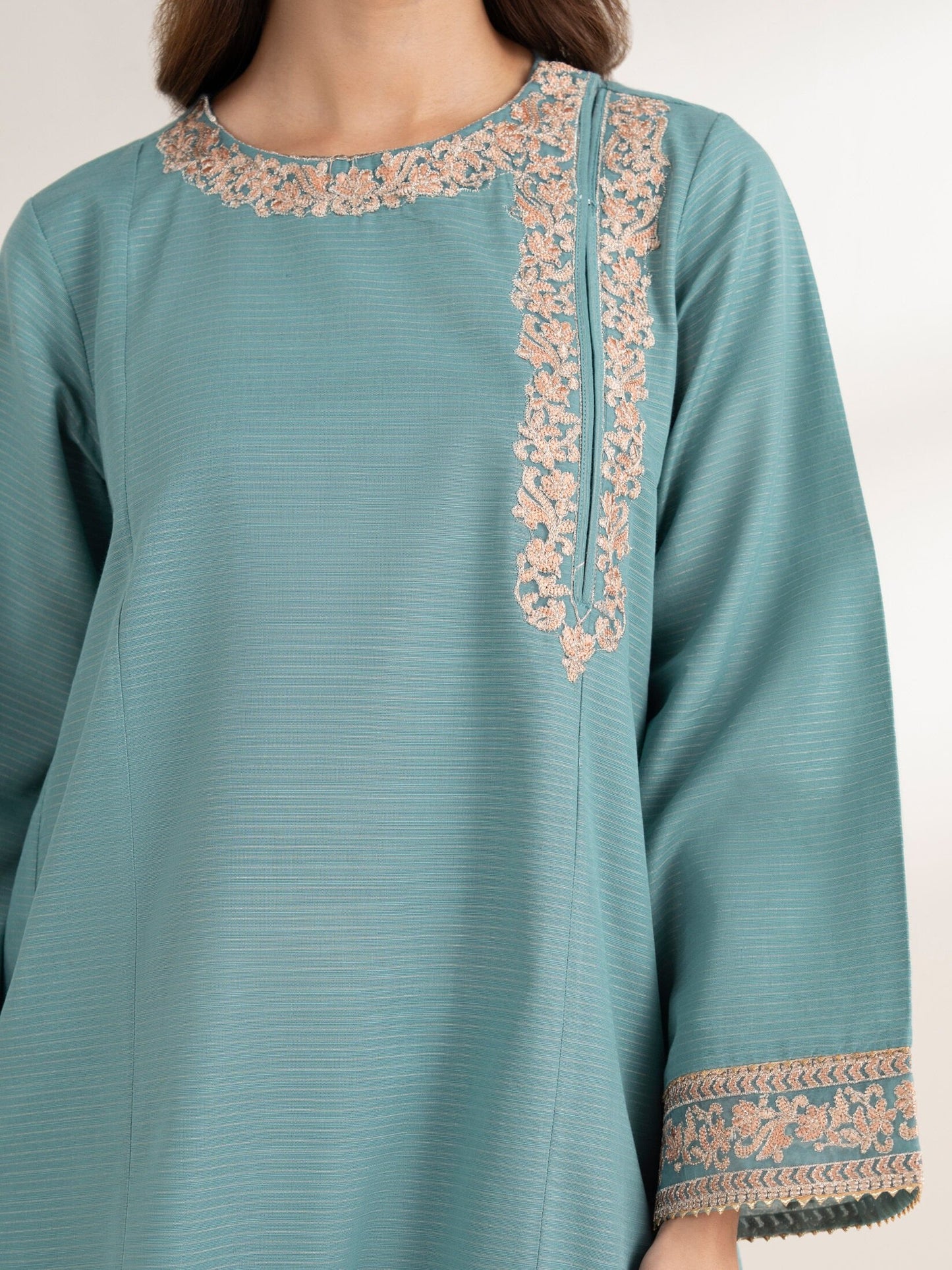 #022 - Embroidered Jacquard A-Line Shirt