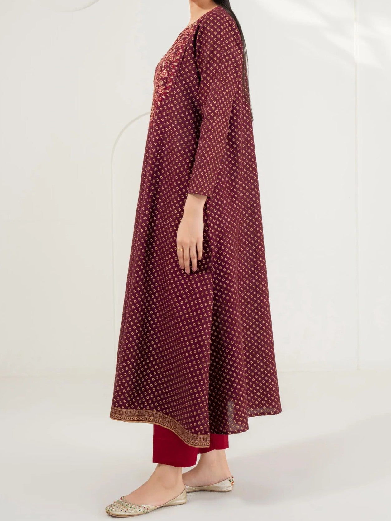 #007 - Khaddar Frock-Embroidered