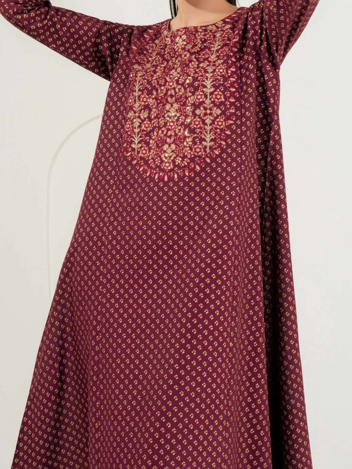 #007 - Khaddar Frock-Embroidered