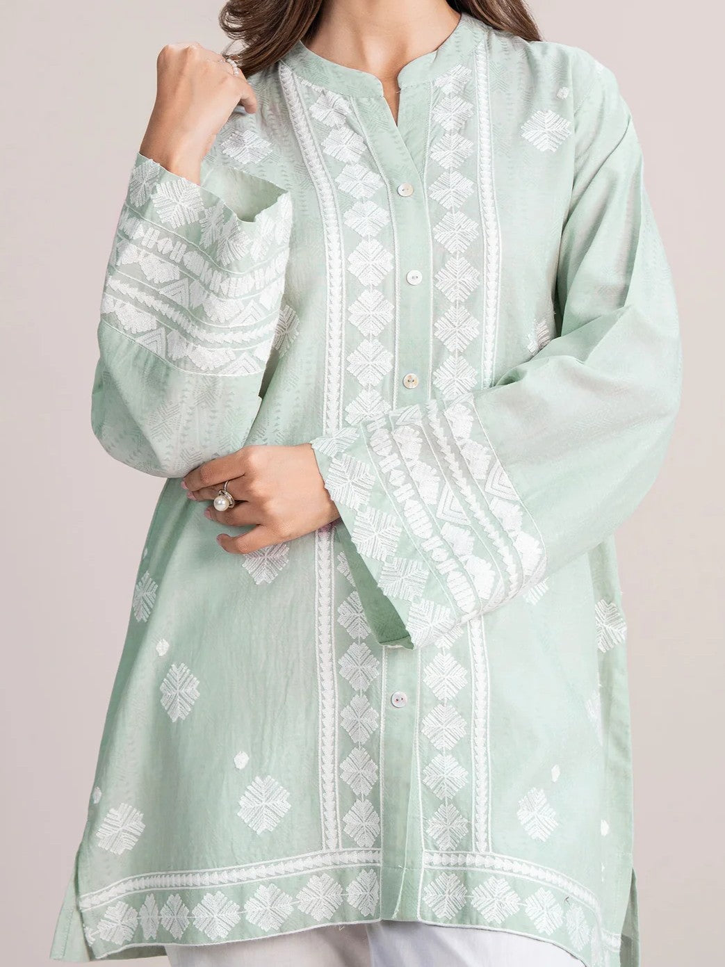#0311 - Self Jacquard Embroidered Shirt (Kurti)