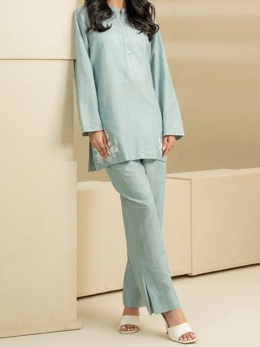 2 Piece Yarn Dyed Co-ord Set-Embroidered