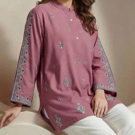 #030 - Cambric Slub  Embroidered Kurti (top)