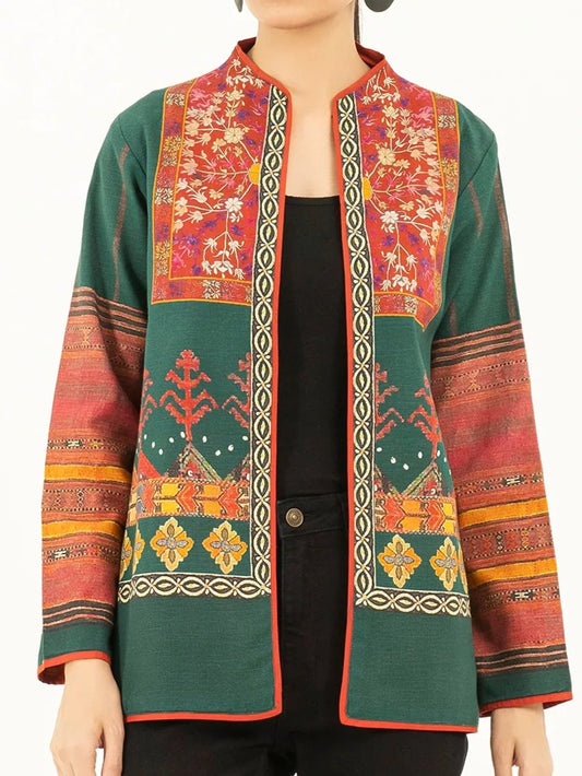 #027 - Printed Khaddar Cardigan