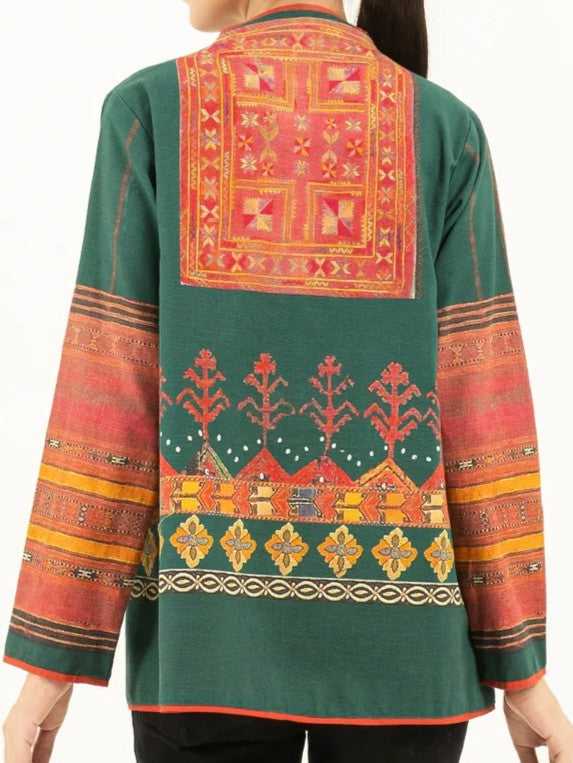 #027 - Printed Khaddar Cardigan